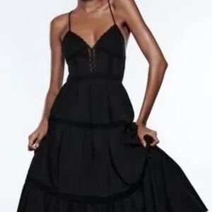 Lulus Black Maxi Dress with Spaghetti Straps NWT